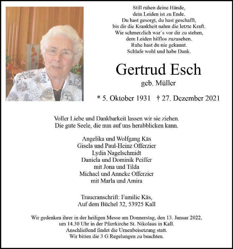 Erinnerungsbild für Gertrud Esch